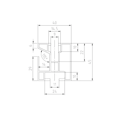 Hliníkový profil HNP1 40×45 – 3150 mm | Solar-Green.cz
