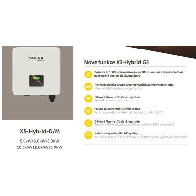 SOLAX X3 Hybrid 10.0-D (G4) + WiFi + CT - Nejlepší solární řešení